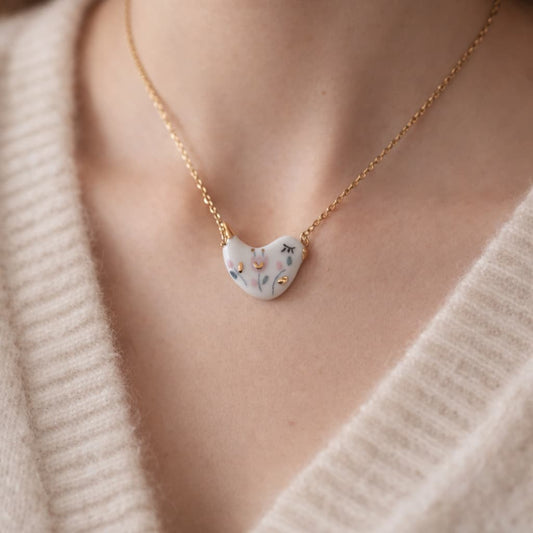 Little Bird – handmade porcelain necklace with 24k gold, by Joska Handmade