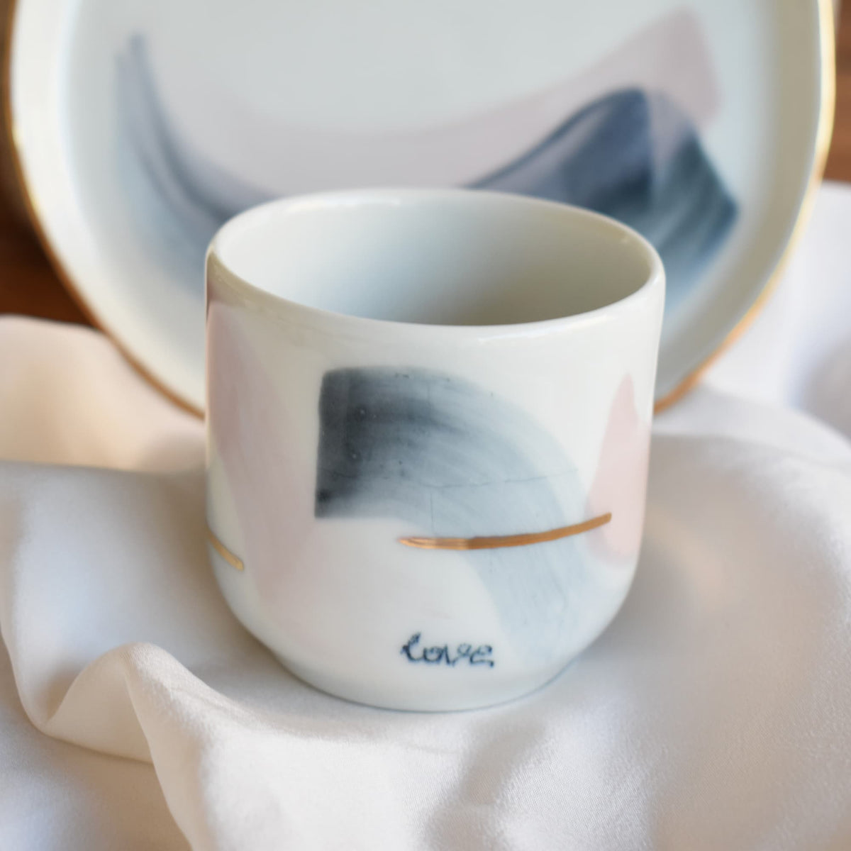 Abstract Porcelain Mug & Plate Set