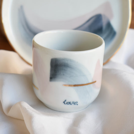 Abstract Porcelain Mug & Plate Set