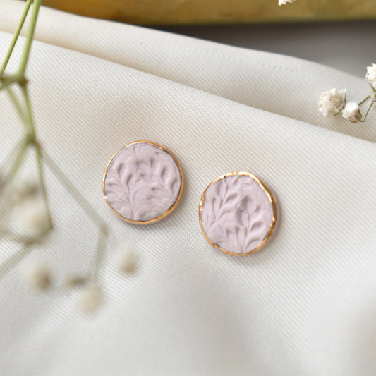 Twigs earrings detail – delicate twig motif with 24k gold ceramic decoration, by Joska Handmade