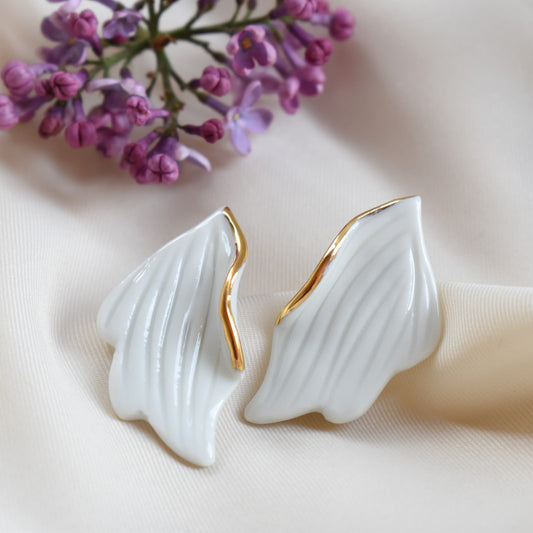 Breeze – handmade porcelain earrings with 24k gold, by Joska Handmade