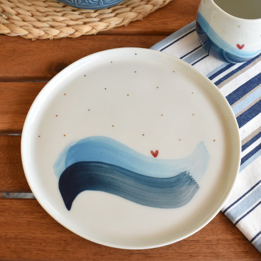 Sea – handmade porcelain plate with 24k gold, by Joska Handmade