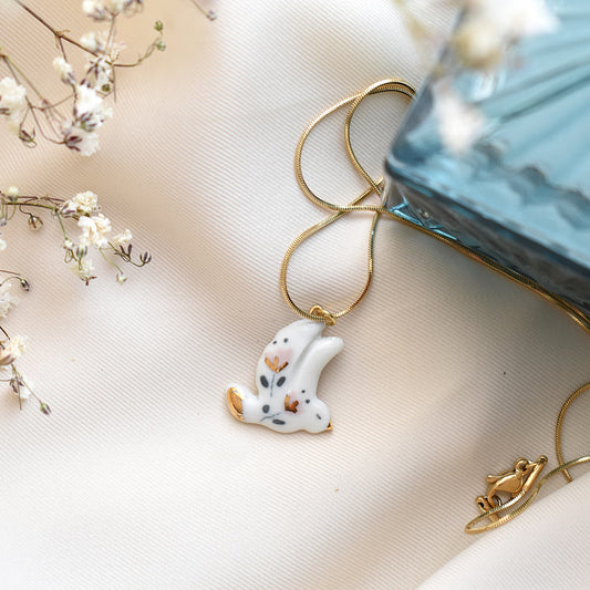 Dove Freedom – handmade porcelain necklace with 24k gold, by Joska Handmade