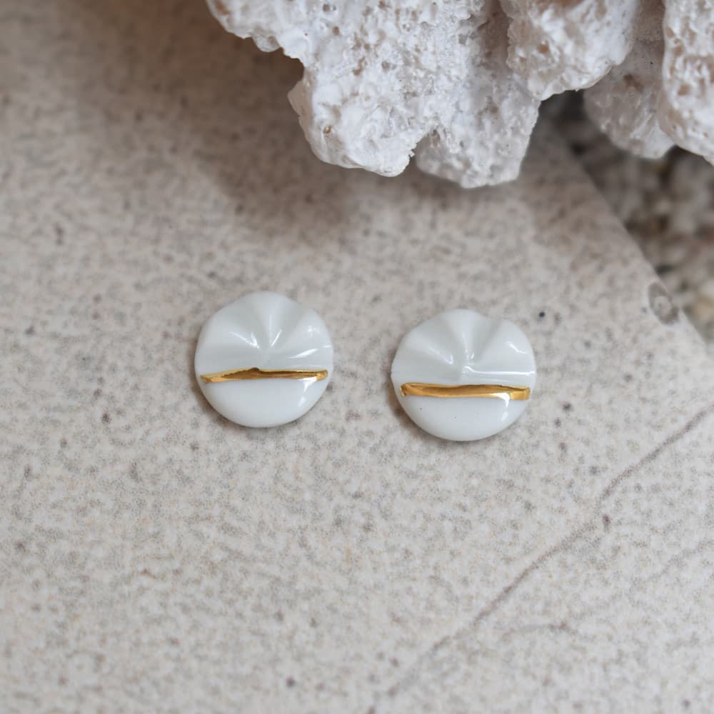 Half Wavy earrings – ocean-inspired handmade porcelain jewelry, by Joska Handmade