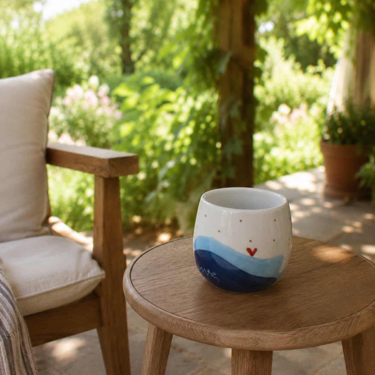 Sea – handmade porcelain mug with 24k gold, by Joska Handmade